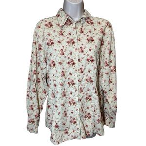 Eddie Bauer women’s vintage corduroy button up shirt long sleeve floral medium